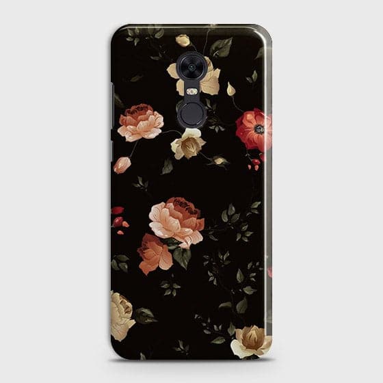Xiaomi Redmi Note 5 / Redmi 5 Plus Cover - Matte Finish - Dark Rose Vintage Flowers Printed Hard Case with Life Time Colors Guarantee