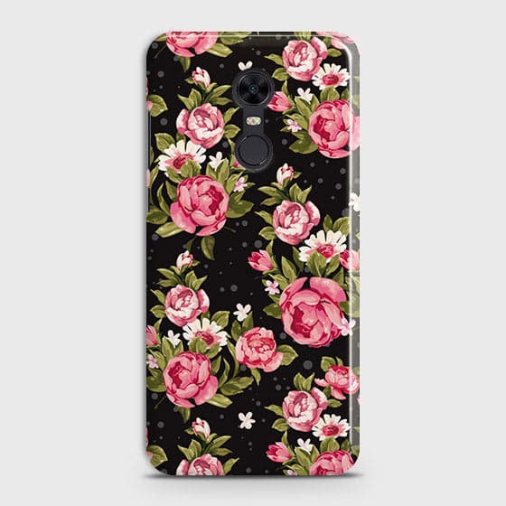 Xiaomi Redmi Note 5 / Redmi 5 Plus Cover - Trendy Pink Rose Vintage Flowers Printed Hard Case with Life Time Colors Guarantee
