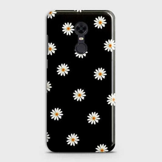 Xiaomi Redmi Note 5 / Redmi 5 Plus Cover - Matte Finish - White Bloom Flowers with Black Background Printed Hard Case with Life Time Colors Guarantee