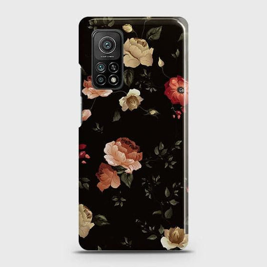 Xiaomi Mi 10T Cover - Matte Finish - Dark Rose Vintage Flowers Printed Hard Case with Life Time Colors Guarantee