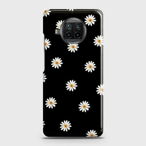 Xiaomi Mi 10T Lite Cover - Matte Finish - White Bloom Flowers with Black Background Printed Hard Case with Life Time Colors Guarantee