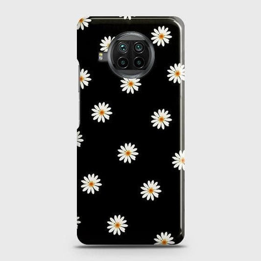 Xiaomi Mi 10T Lite Cover - Matte Finish - White Bloom Flowers with Black Background Printed Hard Case with Life Time Colors Guarantee
