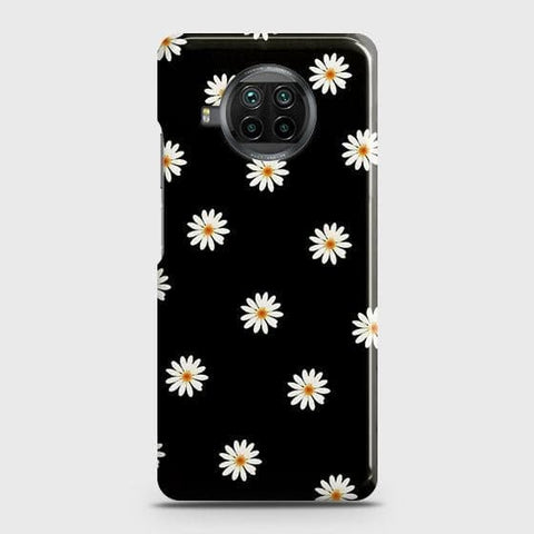 Xiaomi Mi 10T Lite Cover - Matte Finish - White Bloom Flowers with Black Background Printed Hard Case with Life Time Colors Guarantee