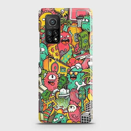 Xiaomi Mi 10T Pro Cover - Matte Finish - Candy Colors Trendy Sticker collage Printed Hard Case with Life Time Colors Guarantee