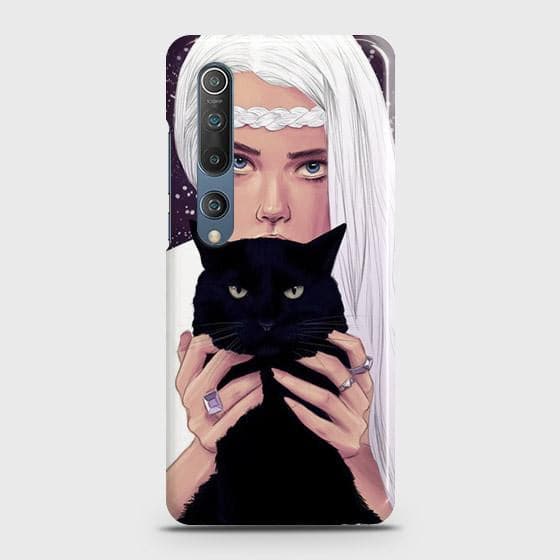 Xiaomi Mi 10 Cover - Trendy Wild Black Cat Printed Hard Case with Life Time Colors Guarantee