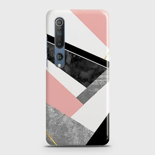Xiaomi Mi 10 Cover - Matte Finish - Geometric Luxe Marble Trendy Printed Hard Case with Life Time Colors Guarantee