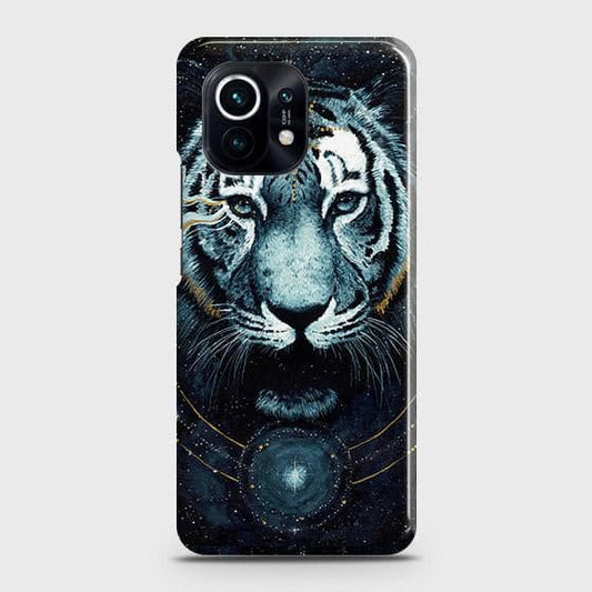 Xiaomi Mi 11 Cover - Vintage Galaxy Tiger Printed Hard Case with Life Time Colors Guarantee