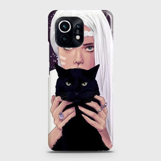 Xiaomi Mi 11 Cover - Trendy Wild Black Cat Printed Hard Case with Life Time Colors Guarantee(B39)