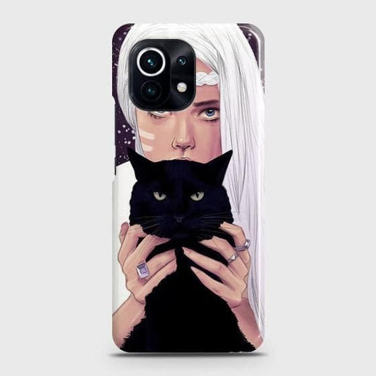 Xiaomi Mi 11 Lite Cover - Trendy Wild Black Cat Printed Hard Case with Life Time Colors Guarantee