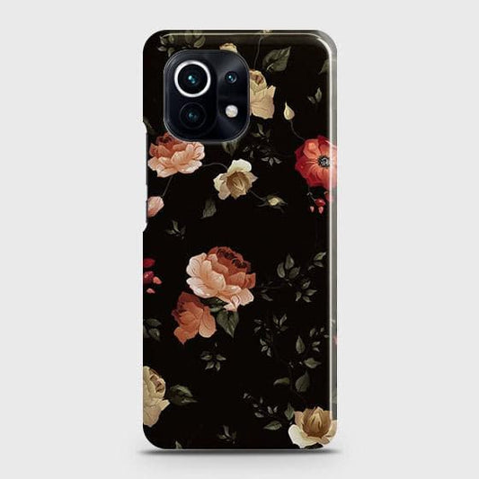 Xiaomi Mi 11 Lite Cover - Matte Finish - Dark Rose Vintage Flowers Printed Hard Case with Life Time Colors Guarantee