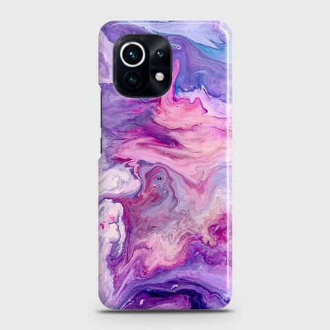 Xiaomi Mi 11 Lite Cover - Chic Blue Liquid Marble Printed Hard Case with Life Time Colors Guarantee