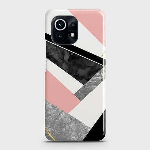 Xiaomi Mi 11 Lite Cover - Matte Finish - Geometric Luxe Marble Trendy Printed Hard Case with Life Time Colors Guarantee ( Fast Delivery )