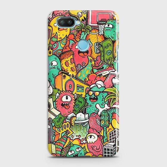 Xiaomi Mi 8 Lite Cover - Matte Finish - Candy Colors Trendy Sticker Collage Printed Hard Case with Life Time Colors Guarantee