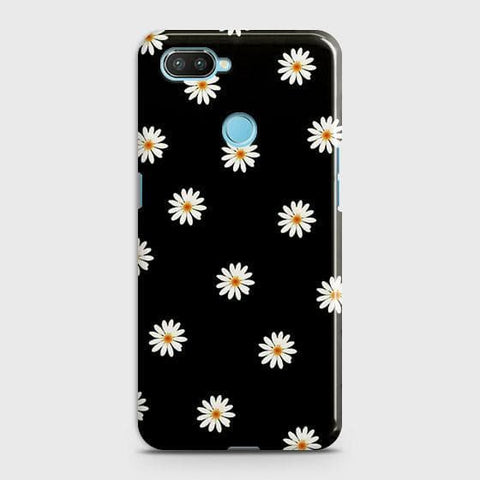 Xiaomi Mi 8 Lite Cover - Matte Finish - White Bloom Flowers with Black Background Printed Hard Case with Life Time Colors Guarantee