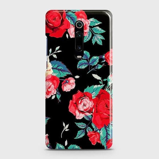 Xiaomi Mi 9T Cover - Luxury Vintage Red Flowers Printed Hard Case with Life Time Colors Guarantee