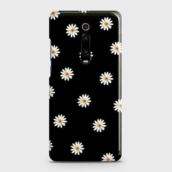 Xiaomi Mi 9T Pro Cover - Matte Finish - White Bloom Flowers with Black Background Printed Hard Case with Life Time Colors Guarantee