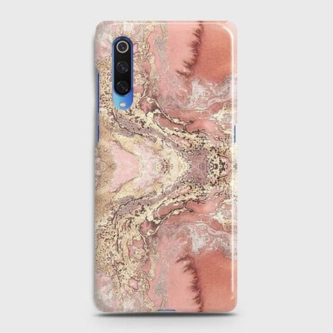 Xiaomi Mi 9 Cover - Trendy Chic Rose Gold Marble Printed Hard Case with Life Time Colors Guarantee
