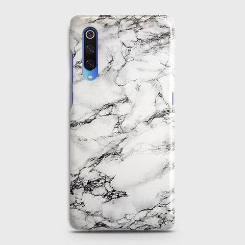 Xiaomi Mi 9 Cover - Matte Finish - Trendy Mysterious White Marble Printed Hard Case with Life Time Colors Guarantee