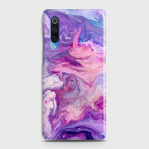 Xiaomi Mi 9Cover - Chic Blue Liquid Marble Printed Hard Case with Life Time Colors Guarantee