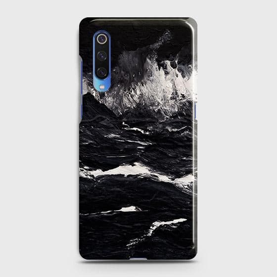 Xiaomi Mi 9 Cover - Black Ocean Marble Trendy Printed Hard Case with Life Time Colors Guarantee