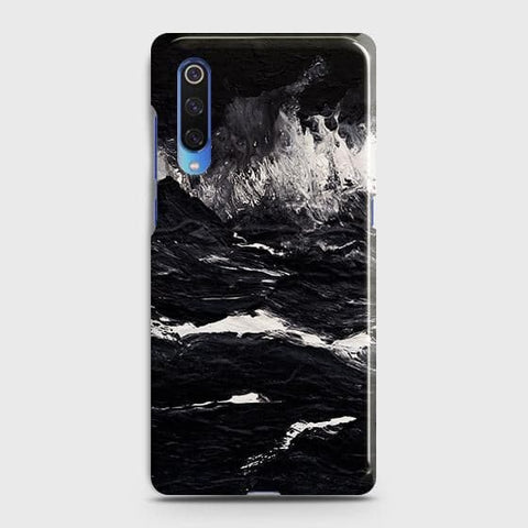 Xiaomi Mi 9 Cover - Black Ocean Marble Trendy Printed Hard Case with Life Time Colors Guarantee