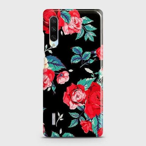 Xiaomi Mi A3 Cover - Luxury Vintage Red Flowers Printed Hard Case with Life Time Colors Guarantee