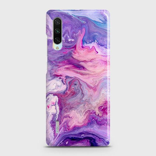 Xiaomi Mi A3 Cover - Chic Blue Liquid Marble Printed Hard Case with Life Time Colors Guarantee