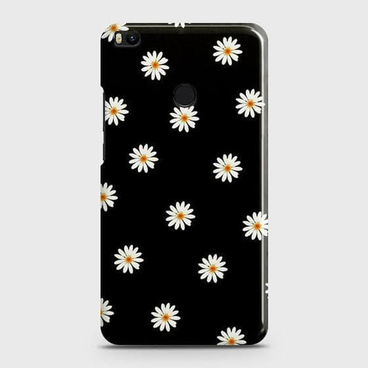 Xiaomi Mi Max 2 Cover - Matte Finish - White Bloom Flowers with Black Background Printed Hard Case with Life Time Colors Guarantee
