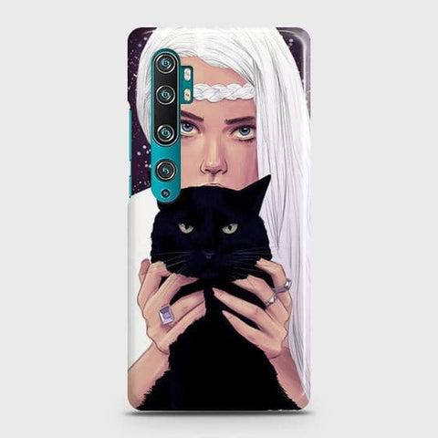 Xiaomi Mi Note 10 Cover - Trendy Wild Black Cat Printed Hard Case with Life Time Colors Guarantee