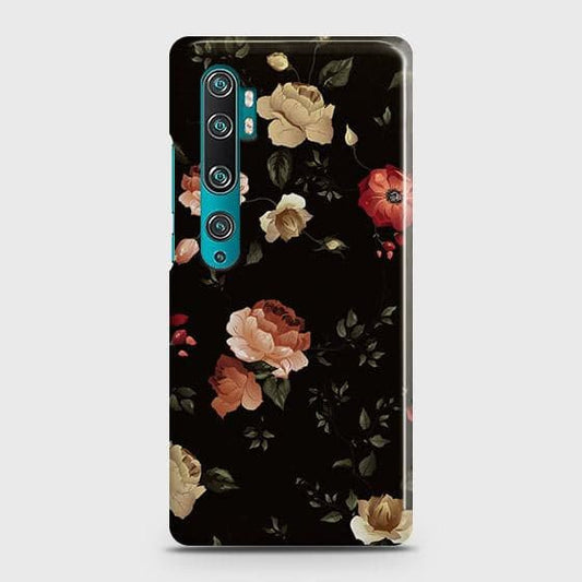 Xiaomi Mi Note 10 Cover - Matte Finish - Dark Rose Vintage Flowers Printed Hard Case with Life Time Colors Guarantee