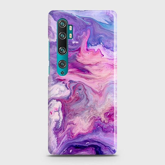 Xiaomi Mi Note 10 Cover - Chic Blue Liquid Marble Printed Hard Case with Life Time Colors Guarantee