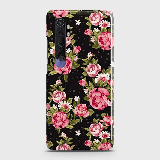 Xiaomi Mi Note 10 Lite Cover ( Some Extra Space in Camera Hole) - Trendy Pink Rose Vintage Flowers Printed Hard Case with Life Time Colors Guarantee