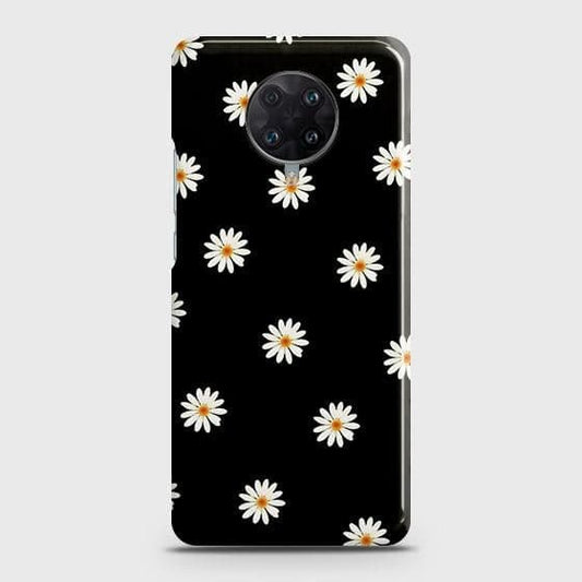 Xiaomi Poco F2 Pro Cover - Matte Finish - White Bloom Flowers with Black Background Printed Hard Case with Life Time Colors Guarantee