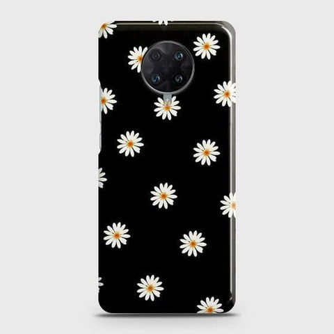 Xiaomi Poco F2 Pro Cover - Matte Finish - White Bloom Flowers with Black Background Printed Hard Case with Life Time Colors Guarantee