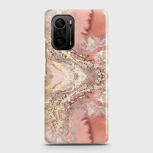 Xiaomi Poco F3 Cover - Trendy Chic Rose Gold Marble Printed Hard Case with Life Time Colors Guarantee