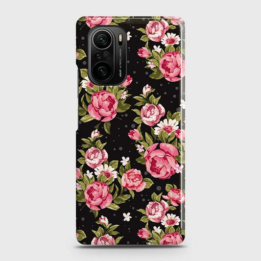 Xiaomi Poco F3 Cover - Trendy Pink Rose Vintage Flowers Printed Hard Case with Life Time Colors Guarantee
