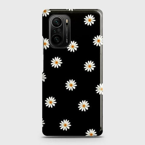 Xiaomi Poco F3 Cover - Matte Finish - White Bloom Flowers with Black Background Printed Hard Case with Life Time Colors Guarantee