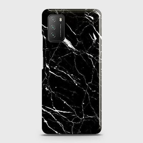 Xiaomi Poco M3 Cover - Trendy Black Marble Printed Hard Case with Life Time Colors Guarantee