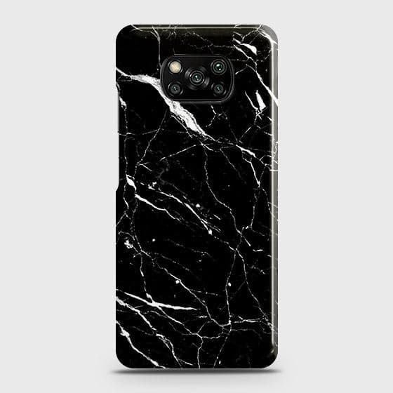 Xiaomi Poco X3 Cover - Trendy Black Marble Printed Hard Case with Life Time Colors Guarantee(1b29)