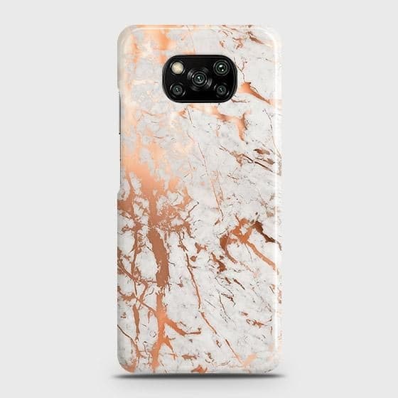 Xiaomi Poco X3 Cover - In Chic Rose Gold Chrome Style Printed Hard Case with Life Time Colors Guarantee