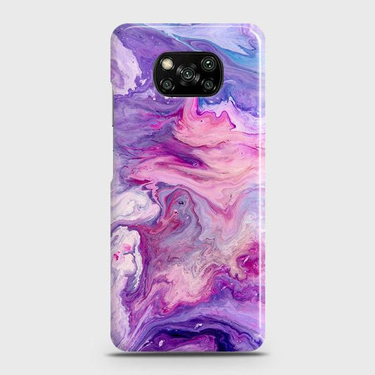 Xiaomi Poco X3 Pro Cover - Chic Blue Liquid Marble Printed Hard Case with Life Time Colors Guarantee