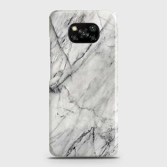 Xiaomi Poco X3 Cover - Matte Finish - Trendy White Marble Printed Hard Case with Life Time Colors Guarantee