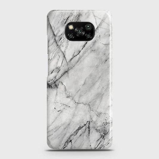 Xiaomi Poco X3 Cover - Matte Finish - Trendy White Marble Printed Hard Case with Life Time Colors Guarantee