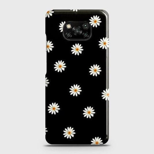 Xiaomi Poco X3 Pro Cover - Matte Finish - White Bloom Flowers with Black Background Printed Hard Case with Life Time Colors Guarantee b54