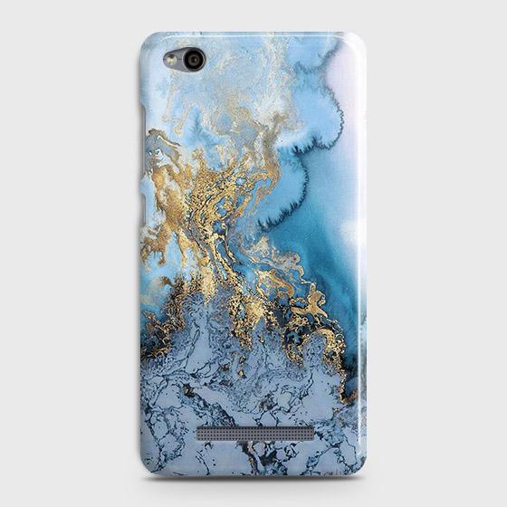 Xiaomi Redmi 4ACover - Trendy Golden & Blue Ocean Marble Printed Hard Case with Life Time Colors Guarantee