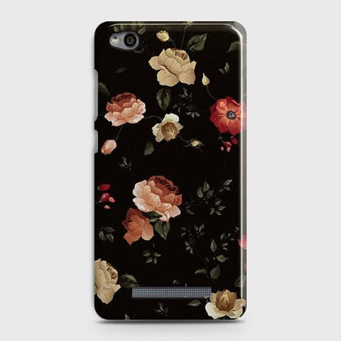 Xiaomi Redmi 4A Cover - Matte Finish - Dark Rose Vintage Flowers Printed Hard Case with Life Time Colors Guarantee