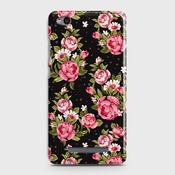 Xiaomi Redmi 4A Cover - Trendy Pink Rose Vintage Flowers Printed Hard Case with Life Time Colors Guarantee