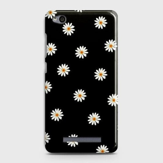 Xiaomi Redmi 4A Cover - Matte Finish - White Bloom Flowers with Black Background Printed Hard Case with Life Time Colors Guarantee
