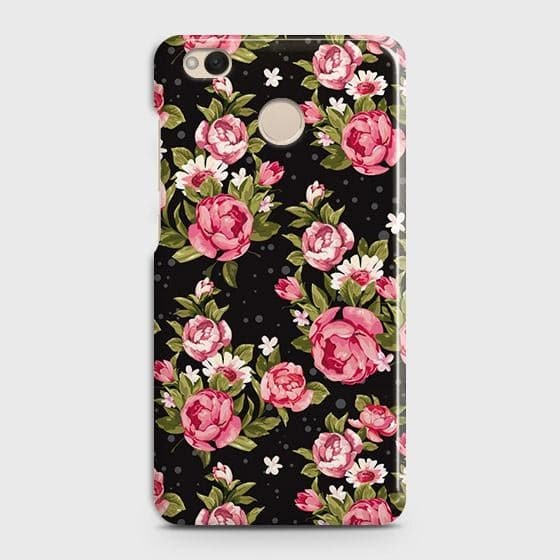 Xiaomi Redmi 4 / 4X Cover - Trendy Pink Rose Vintage Flowers Printed Hard Case with Life Time Colors Guarantee