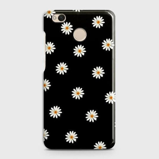 Xiaomi Redmi 4 / 4X Cover - Matte Finish - White Bloom Flowers with Black Background Printed Hard Case with Life Time Colors Guarantee